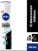 Nivea Kadın Sprey Deodorant Black&White Invisible Pure 48 Saat Anti-perspirant Koruma 150ml - 1