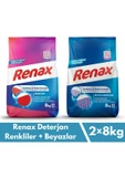 Renax Toz Çamaşır Deterjanı 8 Kg 2 Li Paket Renkliler Ve Beyazlar - 1