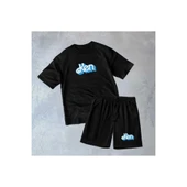 Lucky Life Erkek Baskılı İkili Şort Takım - Siyah - 3