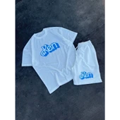 Lucky Life Erkek Baskılı İkili Şort Takım - Beyaz - 2
