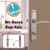 WC Banyo Kapı Kolu Nikel İnox Aynalı Sağa Sola Uygun Kilitlenebilir İç Dış Tuvalet Kapısı 1 Takım - 1