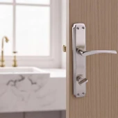 WC Banyo Kapı Kolu Nikel İnox Aynalı Sağa Sola Uygun Kilitlenebilir İç Dış Tuvalet Kapısı 1 Takım - 4