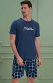 Erkek Yazılı Kısa Kollu Şortlu Pijama Takım - 1202 - OVR - SLP - 1