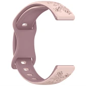 Huawei Watch GT2 GT3 GT4 GT5 46mm İle Uyumlu FloraFlex Çiçek Desenli Silikon Kordon  Pembe - 4