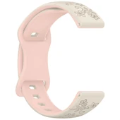 Huawei Watch GT2 GT3 GT4 GT5 46mm İle Uyumlu FloraFlex Çiçek Desenli Silikon Kordon  Açık Pembe - 4