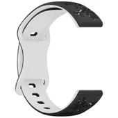 Samsung Galaxy Watch 6 7 Serisi ile Uyumlu FloraFlex Çiçek Desenli Silikon Kordon  Siyah Beyaz thumbnail 4