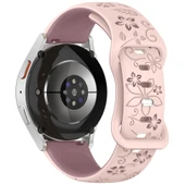 Huawei Watch GT2 GT3 GT4 GT5 46mm İle Uyumlu FloraFlex Çiçek Desenli Silikon Kordon  Pembe - 3