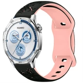 Huawei Watch GT2 GT3 GT4 GT5 46mm İle Uyumlu FloraFlex Çiçek Desenli Silikon Kordon  Pudra - 6