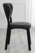 Nemeron Mutfak Sandalyesi Keten Kumaş Metal Sandalye Silinebilir Kafe Salon Sandalyesi - Füme - 3