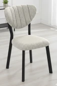 Nemeron Mutfak Sandalyesi Keten Kumaş Metal Sandalye Silinebilir Kafe Salon Sandalyesi - Krem - 1