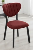 Nemeron Mutfak Sandalyesi Keten Kumaş Metal Sandalye Silinebilir Kafe Salon Sandalyesi - Kırmızı - 1