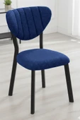 Nemeron Mutfak Sandalyesi Keten Kumaş Metal Sandalye Silinebilir Kafe Salon Sandalyesi - Lacivert - 1