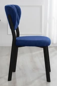 Nemeron Mutfak Sandalyesi Keten Kumaş Metal Sandalye Silinebilir Kafe Salon Sandalyesi - Lacivert - 3
