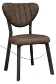 Nemeron Mutfak Sandalyesi Keten Kumaş Metal Sandalye Silinebilir Kafe Salon Sandalyesi - Kahve - 1