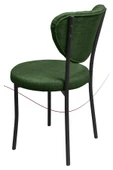 Nemeron Elit Mutfak Sandalyesi Keten Kumaş Metal Sandalye Silinebilir Kafe Salon Sandalyesi - Yeşil - 3