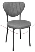 Nemeron Elit Mutfak Sandalyesi Keten Kumaş Metal Sandalye Silinebilir Kafe Salon Sandalyesi - Gri - 1