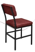 Nemeron İkon Mutfak Sandalyesi Keten Kumaş Metal Sandalye Silinebilir Kafe Salon Sandalyesi - Kırmızı - 4