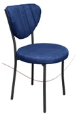 Nemeron Elit Mutfak Sandalyesi Keten Kumaş Metal Sandalye Silinebilir Kafe Salon Sandalyesi - Lacivert - 2