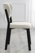 Nemeron Mutfak Sandalyesi Keten Kumaş Metal Sandalye Silinebilir Kafe Salon Sandalyesi - Krem - 3