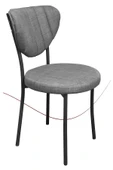 Nemeron Elit Mutfak Sandalyesi Keten Kumaş Metal Sandalye Silinebilir Kafe Salon Sandalyesi - Gri - 2