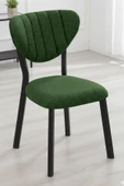 Nemeron Mutfak Sandalyesi Keten Kumaş Metal Sandalye Silinebilir Kafe Salon Sandalyesi - Yeşil thumbnail 1