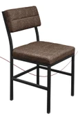 Nemeron İkon Mutfak Sandalyesi Keten Kumaş Metal Sandalye Silinebilir Kafe Salon Sandalyesi - Kahve - 2