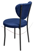 Nemeron Elit Mutfak Sandalyesi Keten Kumaş Metal Sandalye Silinebilir Kafe Salon Sandalyesi - Lacivert - 3