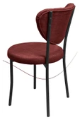Nemeron Elit Mutfak Sandalyesi Keten Kumaş Metal Sandalye Silinebilir Kafe Salon Sandalyesi - Kırmızı - 3