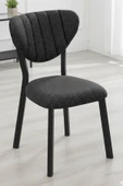 Nemeron Mutfak Sandalyesi Keten Kumaş Metal Sandalye Silinebilir Kafe Salon Sandalyesi - Füme - 1