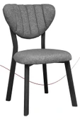 Nemeron Mutfak Sandalyesi Keten Kumaş Metal Sandalye Silinebilir Kafe Salon Sandalyesi - Gri - 1