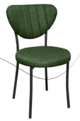 Nemeron Elit Mutfak Sandalyesi Keten Kumaş Metal Sandalye Silinebilir Kafe Salon Sandalyesi - Yeşil - 1