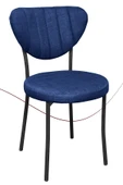 Nemeron Elit Mutfak Sandalyesi Keten Kumaş Metal Sandalye Silinebilir Kafe Salon Sandalyesi - Lacivert - 1