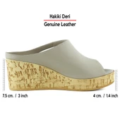 Erkan Saçmacı Drusilla Vizon Hakiki Deri Kesik Detaylı Mantar Taban Görünümlü Dolgu Topuklu Terlik - 2