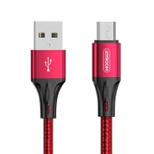 Joyroom S-1230N6 Mikro Hızlı Şarj ve Data Kablosu Örgü 3A 1.2M Kırmızı - 1