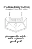Suled Profesyonel 4 Adet Sensörlü Bahçe Aydınlatma Lambası Solar Güneş Panelli Tam Otomatik Beyaz Işık - 8