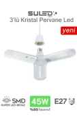 Suled Kristal Pervane 3 Kanat Led Ampül 45W 4500 Lümen Süper Güçlü E27 Lamba A Kalite Beyaz Işık - 1