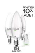 Suled Sl-1023 Grafen Beyaz Işıklı 10 Adet Mum Buji Ampul Avize Abajur Lambası Ince Duylu Lamba E14 Duy - 8