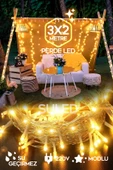 Suled Perde Led Işık 3X2 Metre 220V Fişli Iç Ve Dış Mekan Ortam Ambiyans Süs Ve Dekor Led Işık - 1