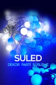 Suled Top Led Mavi Dekor Led Yılbaşı Led Işıkları 5Mt Işıkları Top Dize Işıklar Masa Dekorasyon Noel Işık - 3
