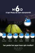 Suled 6 Modlu El Feneri Ve Kamp Lambası Usb & Solar Şarjlı Smd Led Askılı Taşınabilir Işık - 2