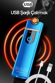 Suled Şarjlı Çakmak Usb Şarjlı Pro Serisi Mavi Kamp Çakmağı Rüzgardan Etkilenmez - 1