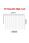 Suled Rgb Perde Led 3X3 Mt 300 Ledli 8 Modlu10 Saçaklı Kumandalı Peri Mutfak Işık Dekoratif Lamba - 5