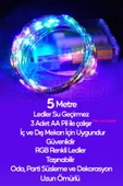 Suled Pilli Rgb Led Işık 5 Metre Iç & Dış Mekan Parti Dekor Kutlama Işığı Renkli Led Dekorasyon thumbnail 2