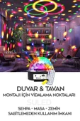 Suled Disko Topu Led Işık Bluetooth Hoparlörlü Usb Müzik Çalar Kumanda 360* Dönen Parti Eğlence Işığı 220V thumbnail 5