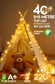 Suled Topled Pro 10 Metre 40 Led Gün Işığı 220V Fişli 3 Modlu Led Işık Iç Ve Dış Mekan Dekoratif Süsleme - 1