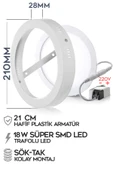 Suled Led Tavan Armatürü 18W Beyaz Işık 1650Lm 220V A+ Tavan 21Cm 6500K Ev Ofis Atölye Balkon Ip20 - 3