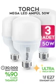 Suled 50W Torch Büyük Ampül 3 Adet Ultra Güçlü Led Işık Tasarruflu 6500K Beyaz Işık Büyük Ampül E27 - 1