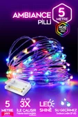Suled Pilli Rgb Led Işık 5 Metre Iç & Dış Mekan Parti Dekor Kutlama Işığı Renkli Led Dekorasyon thumbnail 1