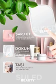 Suled Led Işıklı Makyaj Aynası 3 Modlu Usb Şarjlı Beyaz Dikdörtgen Taşınabilir Açı Ayarlı Güzellik Ayna - 2
