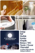 Suled Pilli Uzaktan Kumandalı Montajsız Yapışkanlı 3'Lü Spot Led Işık Lamba Raf Niş Dolap Mutfak Işığı - 5